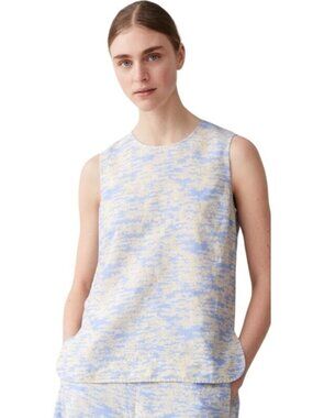 COS Blue & Yellow Printed Linen Blend Sleeveless Top US 6 ditsy floral